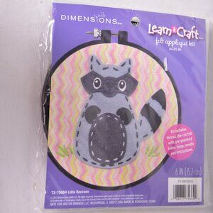 Dimensions Learn-a-Craft Felt Applique & Embroidery Kit 6" Round Little RACCOON